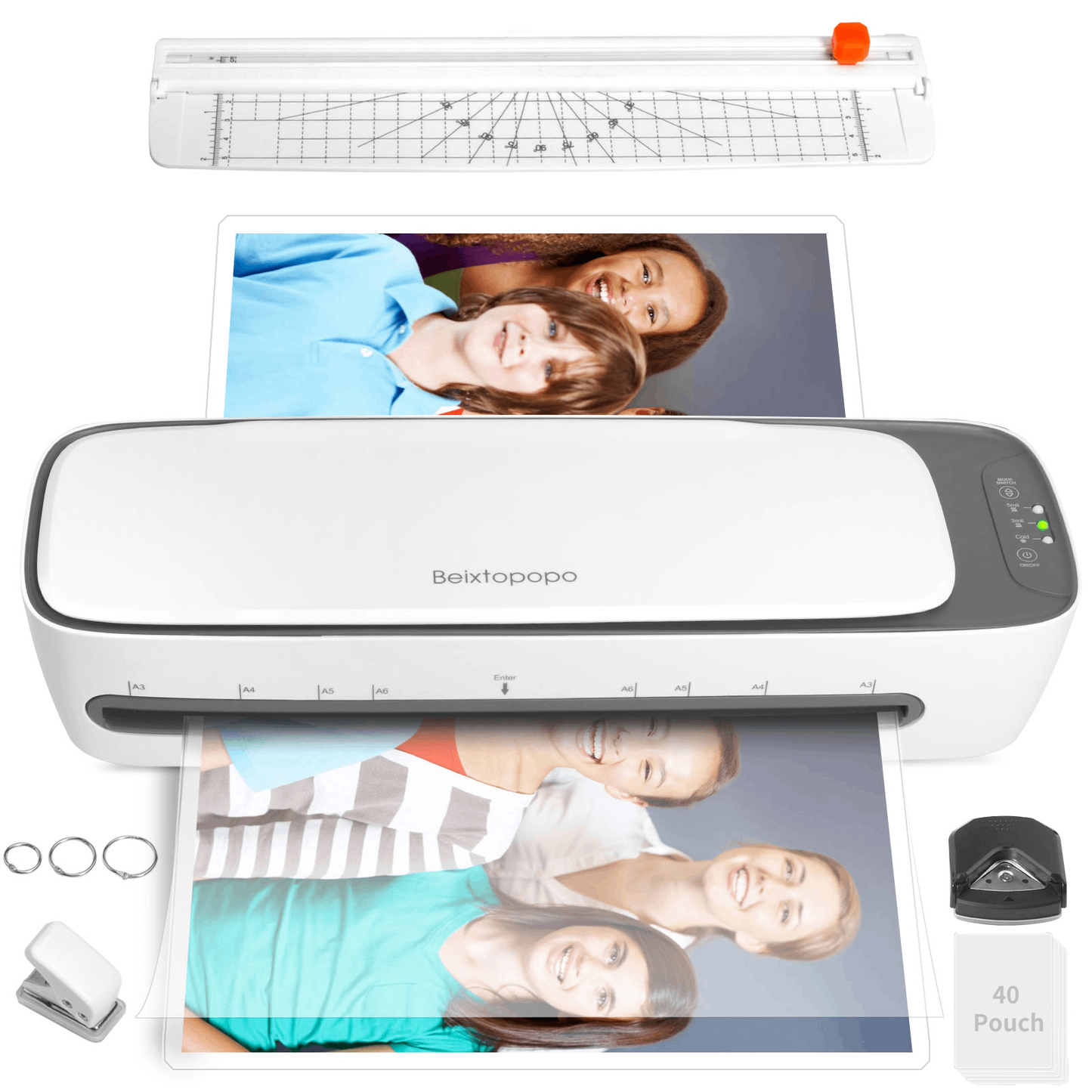 Laminator, 1Min Fast Heat-Up A3 Laminator Machine, 6 in 1 Personal Thermal Laminator with 40 Laminating Pouches A3 A4 A5 4R 3R 2R, 13Inch Laminating Machine for Office School Home Use