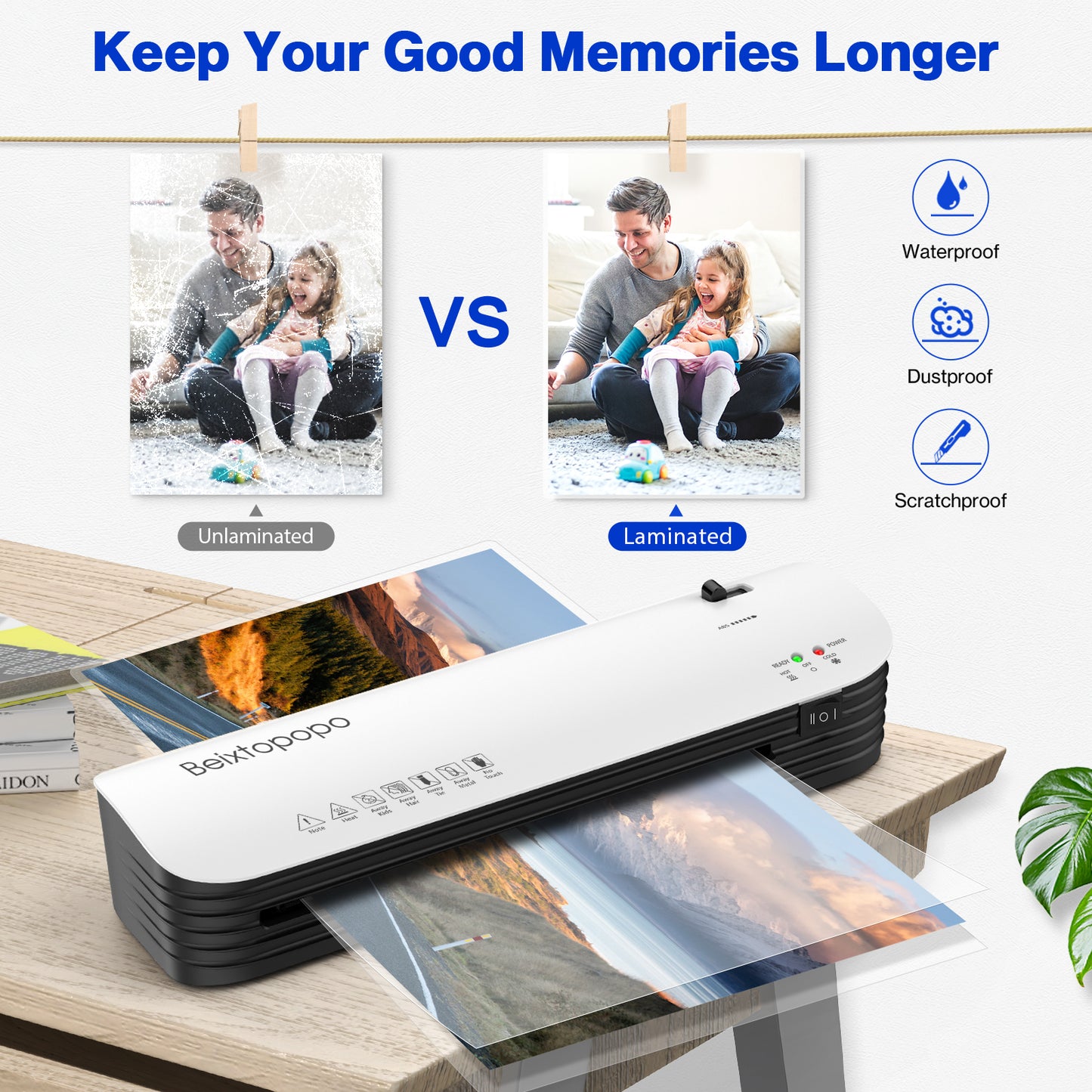 Thermal Laminator, 8.5x11 Laminator, 9 Inch Laminator Machine with 12 Laminating Sheets, A4/A5/A6 Personal Hot Cold Laminating Machine for Home School Teachers Office, Anti-Jam