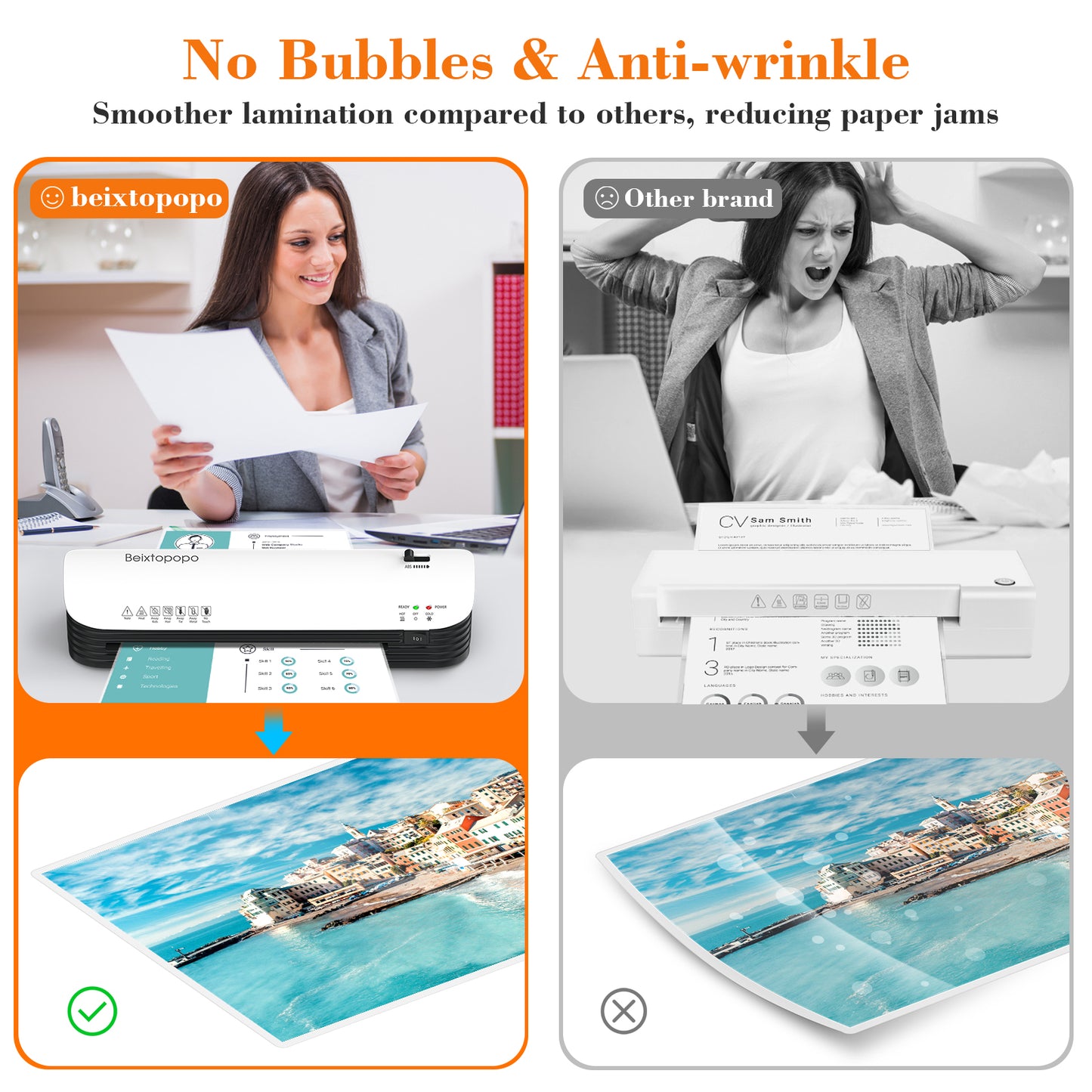 Laminator Machine, 9 Inch Thermal Laminator, Beixtopopo A4/A5/A6 Personal Laminator Machine with Laminating Sheets, 6 in 1 Heating Laminate Machine for Home School Office, Silent