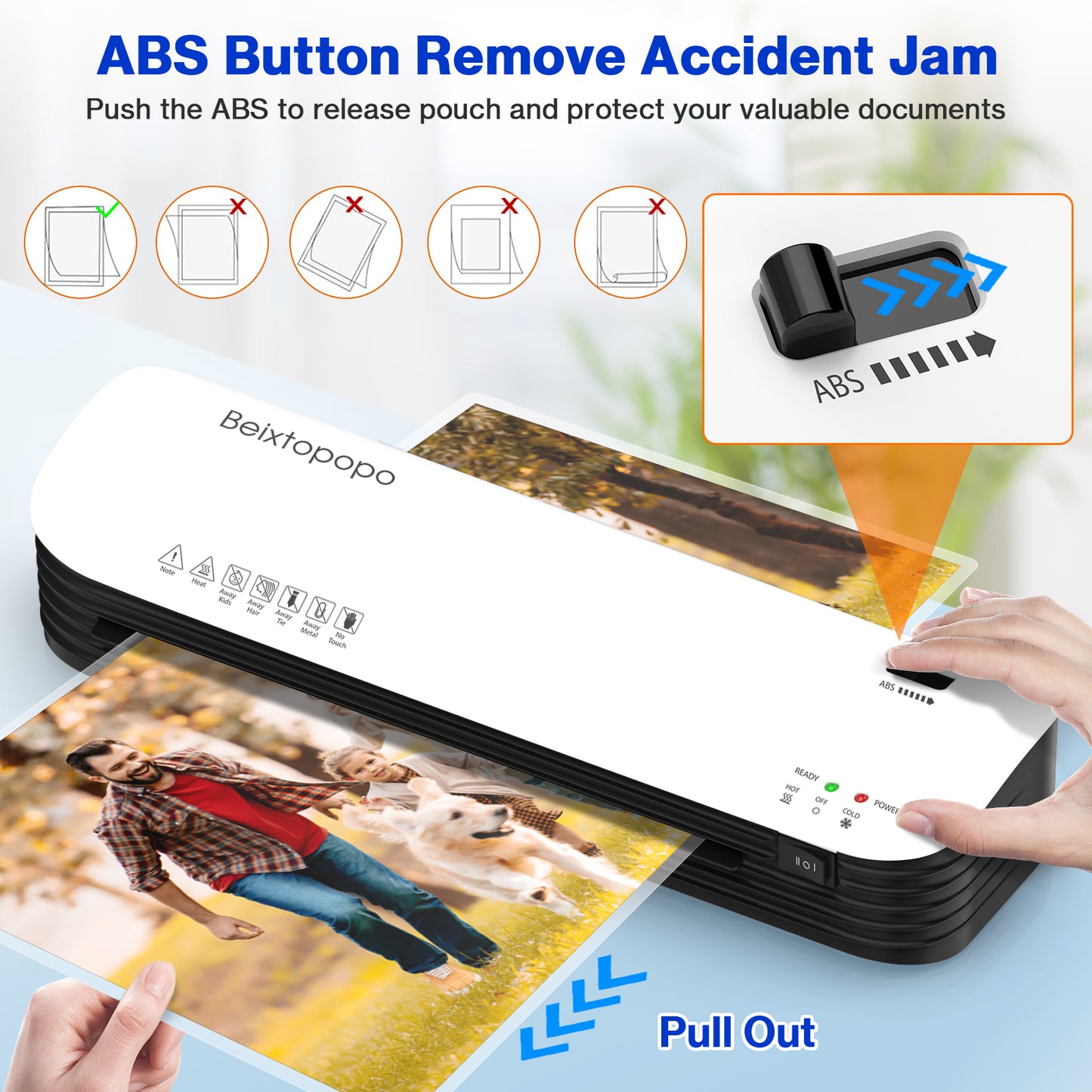 Thermal Laminator, 8.5x11 Laminator, 9 Inch Laminator Machine with 12 Laminating Sheets, A4/A5/A6 Personal Hot Cold Laminating Machine for Home School Teachers Office, Anti-Jam