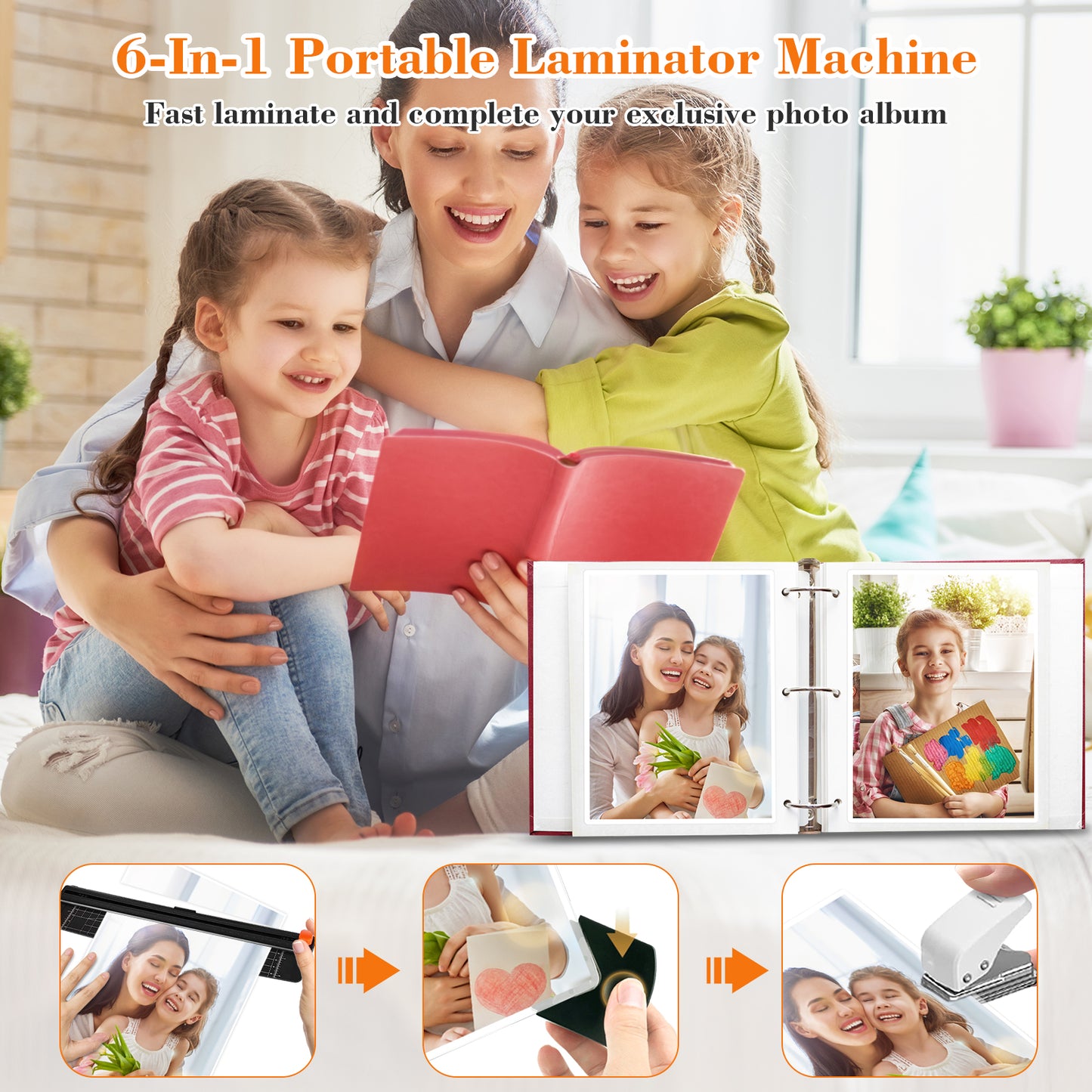 Laminator Machine, 9 Inch Thermal Laminator, Beixtopopo A4/A5/A6 Personal Laminator Machine with Laminating Sheets, 6 in 1 Heating Laminate Machine for Home School Office, Silent