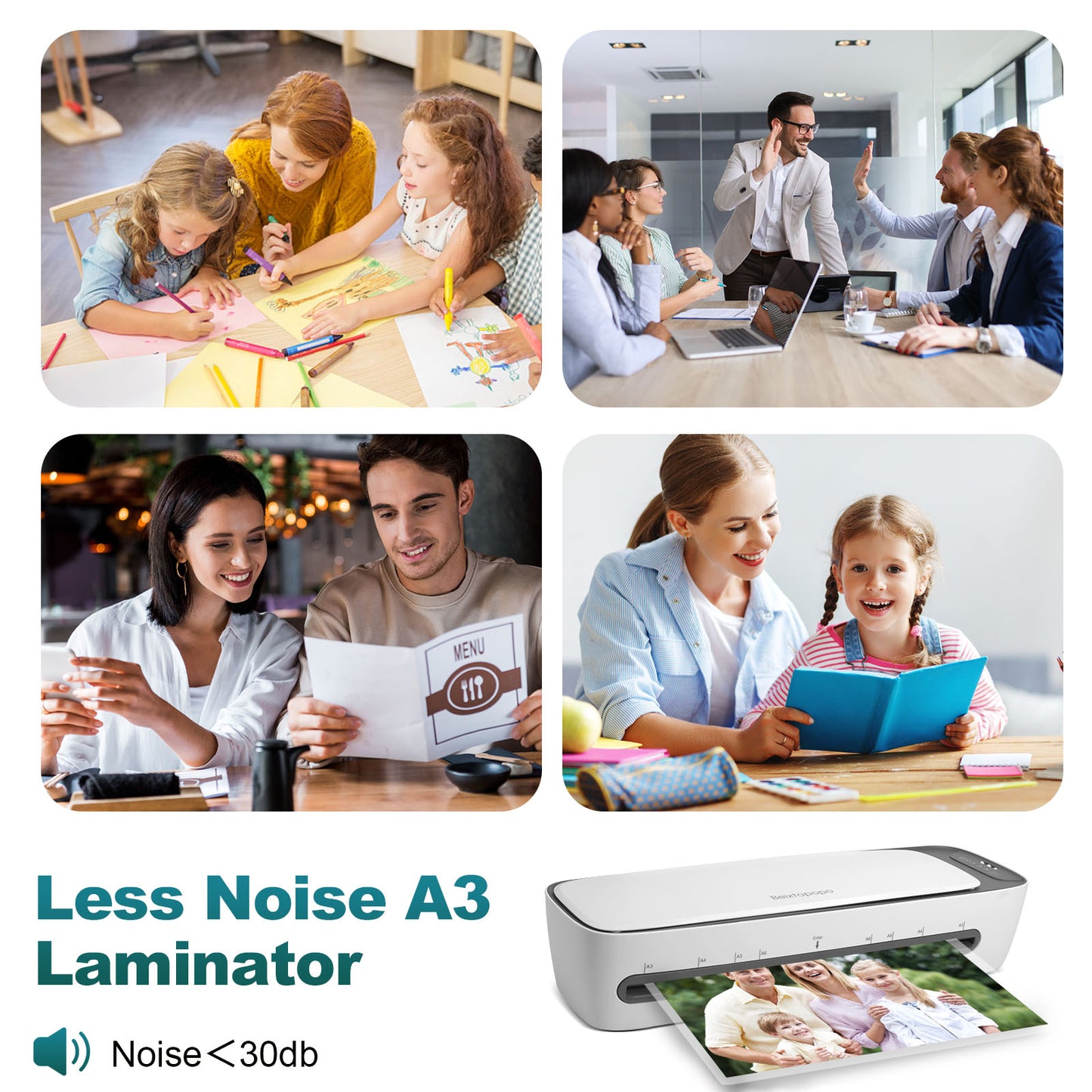 Laminator, 1Min Fast Heat-Up A3 Laminator Machine, 6 in 1 Personal Thermal Laminator with 40 Laminating Pouches A3 A4 A5 4R 3R 2R, 13Inch Laminating Machine for Office School Home Use