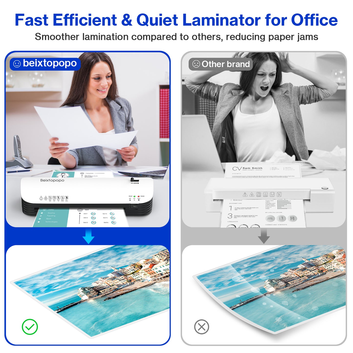 Thermal Laminator, 8.5x11 Laminator, 9 Inch Laminator Machine with 12 Laminating Sheets, A4/A5/A6 Personal Hot Cold Laminating Machine for Home School Teachers Office, Anti-Jam